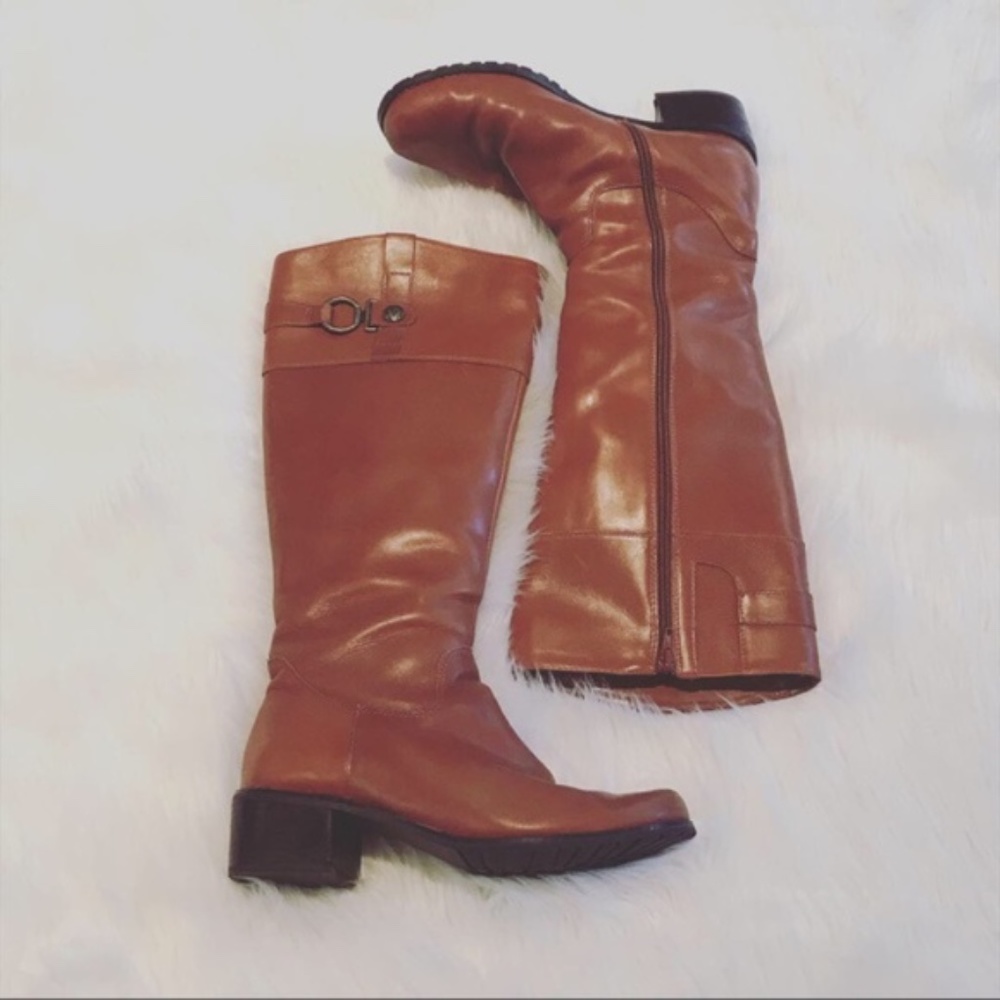 Anne Klein Brown Leather Knee High Boots Size 8.5